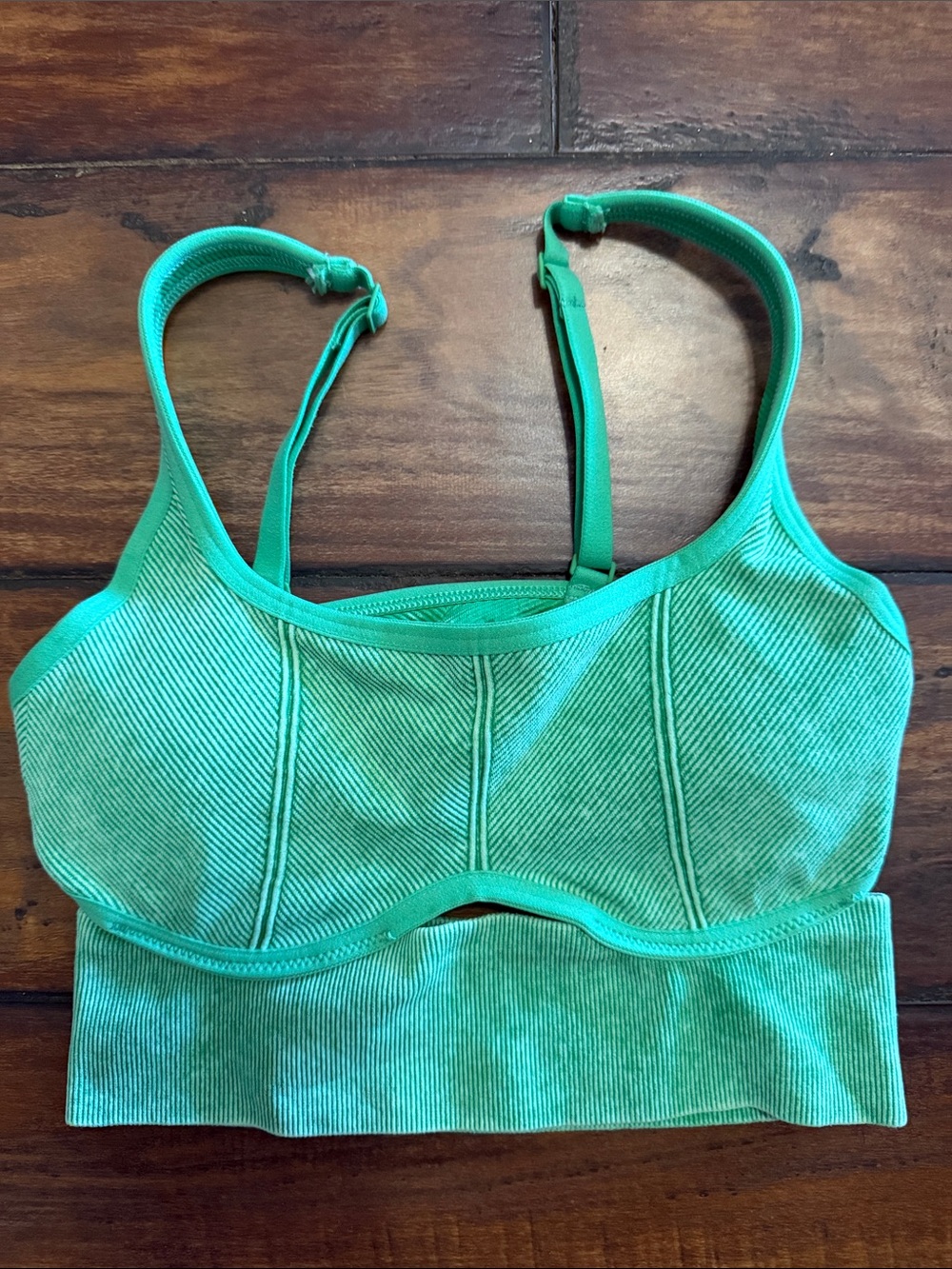 aerie Acid Washed Green  Ribbed Sports Bra